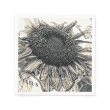 Giant Sunflower  Sepia Decoupage Script
