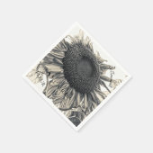 Giant Sunflower Sepia Decoupage Script Servet (Hoek)