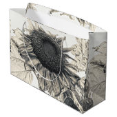 Giant Sunflower  Sepia Design Art Groot Cadeauzakje (Achterkant Gekanteld)