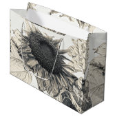Giant Sunflower  Sepia Design Art Groot Cadeauzakje (Voorkant Gekanteld)