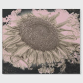 Giant Sunflower Sepia Pink Black Vignette Cadeaupapier (Vlak)