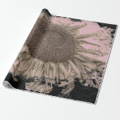 Giant Sunflower Sepia Pink Black Vignette Cadeaupapier (Uitgerold)