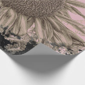 Giant Sunflower Sepia Pink Black Vignette Cadeaupapier (Hoek)