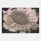 Giant Sunflower  Sepia Pink Black Vignette Inpakpapier Vel (Voorkant)