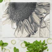 Giant Sunflower Sepia  Style Art Design Theedoek (Gevouwen)