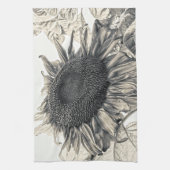 Giant Sunflower Sepia  Style Art Design Theedoek (Verticaal)