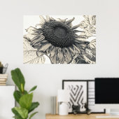 Giant Sunflower Sepia Summer Floral Poster (Thuiskantoor)