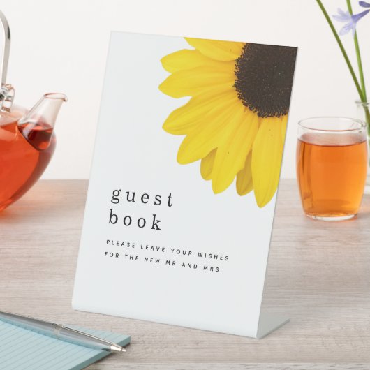 Giant Sunflower Sign Guest Book Wedding Reclamebord Met Voetstuk (Insitu)