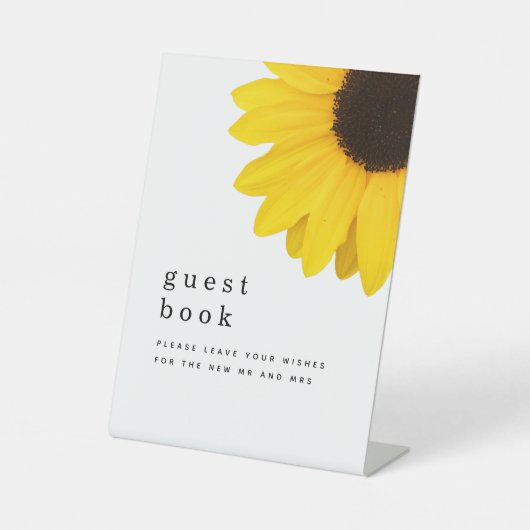 Giant Sunflower Sign Guest Book Wedding Reclamebord Met Voetstuk (Voorkant)