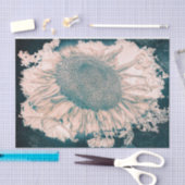 Giant Sunflower Vintage Sepia Blauwgroen Vignette Tissuepapier (Craft)