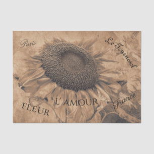 Giant Sunflower Vintage Sepia Brown Ephemera Tissuepapier