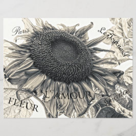 Giant Sunflower Vintage Sepia Decoupage Ephemera