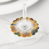 Giant Sunflower Wijnglaslabel (Dichtbij)