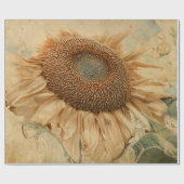 Giant Sunflower Yellow Decoupage Old  Art Cadeaupapier (Vlak)