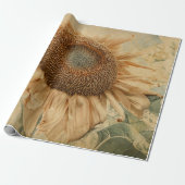 Giant Sunflower Yellow Decoupage Old  Art Cadeaupapier (Uitgerold)