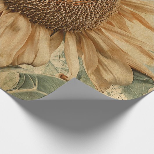 Giant Sunflower Yellow Decoupage Old  Art Cadeaupapier (Hoek)