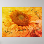 Giant Sunflower Yellow Grunge Script Poster (Voorkant)