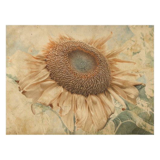 Giant Sunflower Yellow Old  Art Tafelkleed (Voorkant (Horizontaal))