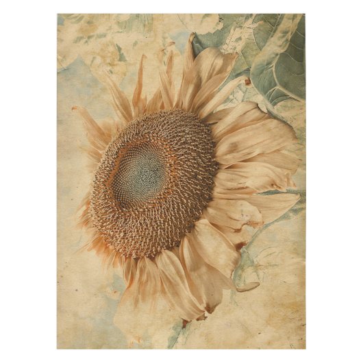 Giant Sunflower Yellow Old  Art Tafelkleed (Voorkant)