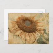 Giant Sunflower Yellow Old Decoupage Art Briefkaart (Voorkant / Achterkant)