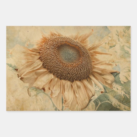 Giant Sunflower Yellow Old  Decoupage Art Inpakpapier Vel (Voorkant 3)