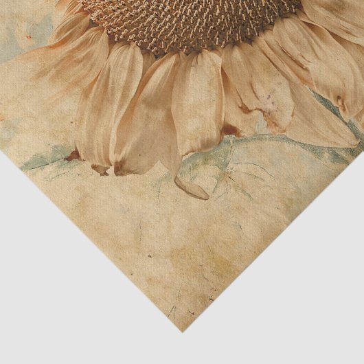 Giant Sunflower Yellow Old Decoupage Art Tissuepapier (Detail)