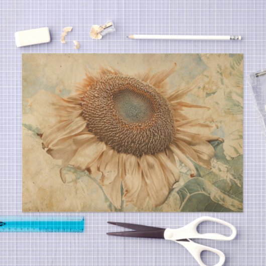 Giant Sunflower Yellow Old Decoupage Art Tissuepapier (Craft)