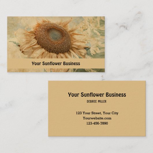 Giant Sunflower Yellow Old  Decoupage Art Visitekaartje (Voorkant / Achterkant)