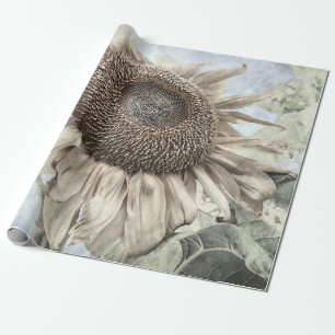 Giant Sunflower Yellow Pastel Chic  Antiek Cadeaupapier
