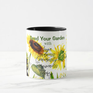 Giant Sunflowers Script Woorden Pillar Candle Mok