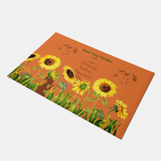 Giant Sunflowers Script Words Deurmat (Schuin)