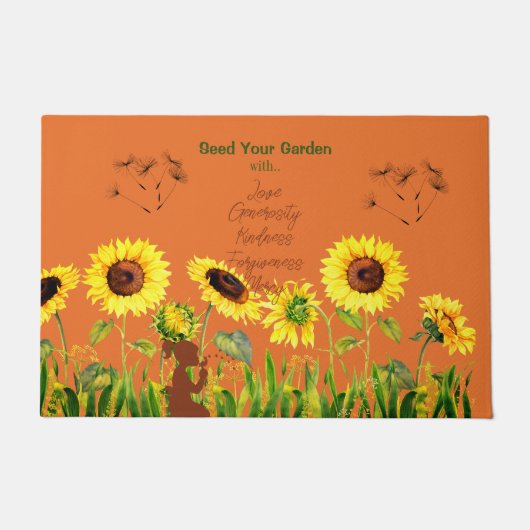 Giant Sunflowers Script Words Deurmat (Voorkant)