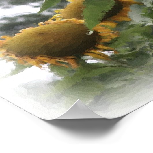 Giant Sunflowers Waterverf Fotoschilderij Poster (Hoek)