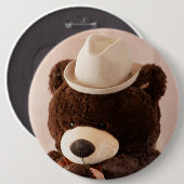 Giant Teddy Bear en Pet Ronde Button 6,0 Cm (Voorkant /achterkant)