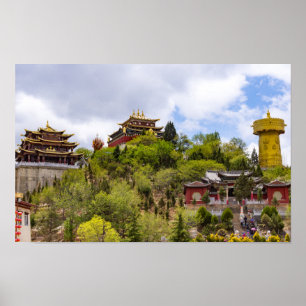 Giant tibetan gebed wiel Shangri-la-Yunnan Poster