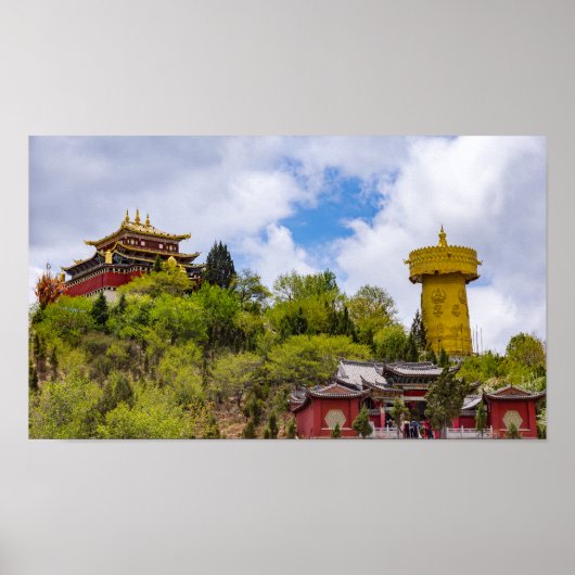 Giant tibetan gebed wiel Shangri-la-Yunnan Poster (Voorkant)
