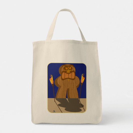 Giant Tiki Game Piece Cartoon Kunst Tote Bag (Achterkant)