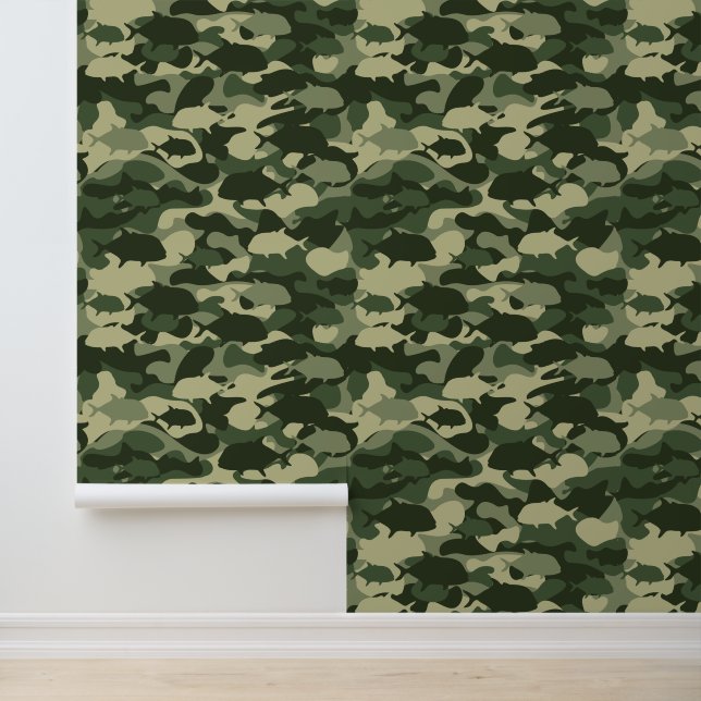 Giant trevally - Ulua camouflage patroon Behang (Applicatie)