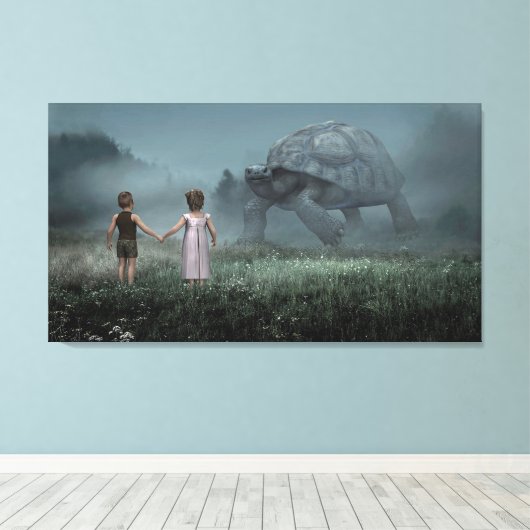 Giant Turtle Canvas Afdruk (Insitu (Houten vloer))