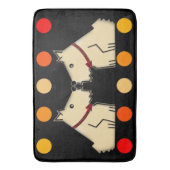 Giant Twin Doggies en Grote Kleurrijke Stippen op  Badmat (Voorkant Verticaal)