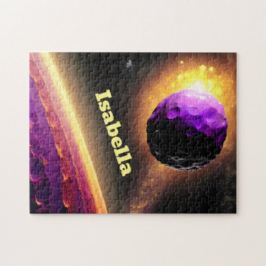 Giant Violet Asteroid Roaring naar Roze Planet Legpuzzel (Horizontaal)