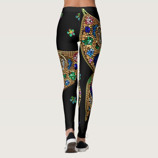 Giant vlinder juweel gekleurd mozaïek leggings (Achterkant)