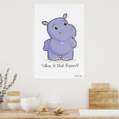 Giant 'Waar is Mah Bucket' Hippo Poster (Keuken)