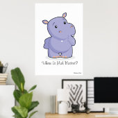 Giant 'Waar is Mah Bucket' Hippo Poster (Thuiskantoor)