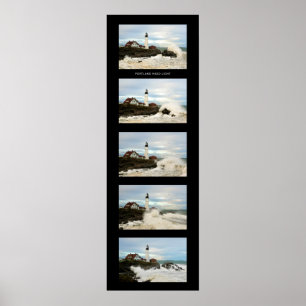 Giant Waves Foto Collage Portland Head Lighthouse Poster