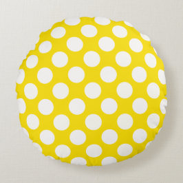 Giant White Polka Dots on Yellow Throw Pillow Rond Kussen