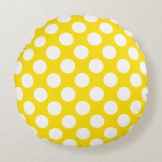 Giant White Polka Dots on Yellow Throw Pillow Rond Kussen