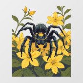 Giant Wolf Spider omgeven door gele jasmijn Raamsticker (Vel)