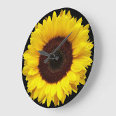 Giant Yellow Garden Sunflower op zwarte achtergron Grote Klok (Hoek)