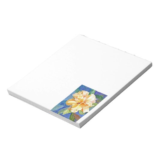 Giant Yellow Gardenia op blauwe achtergrond Notitieblok (Linkerzijde)